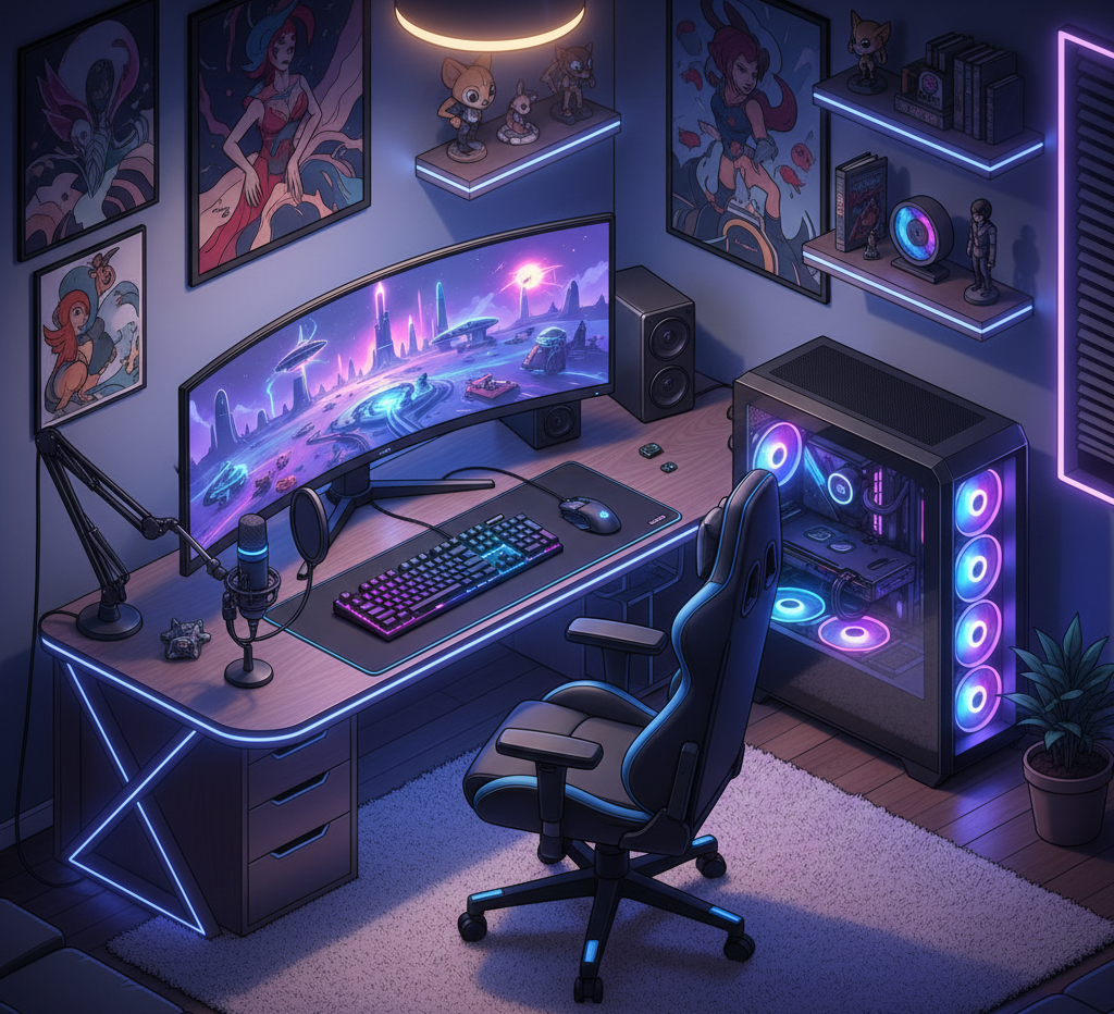 Gaming setup illustration